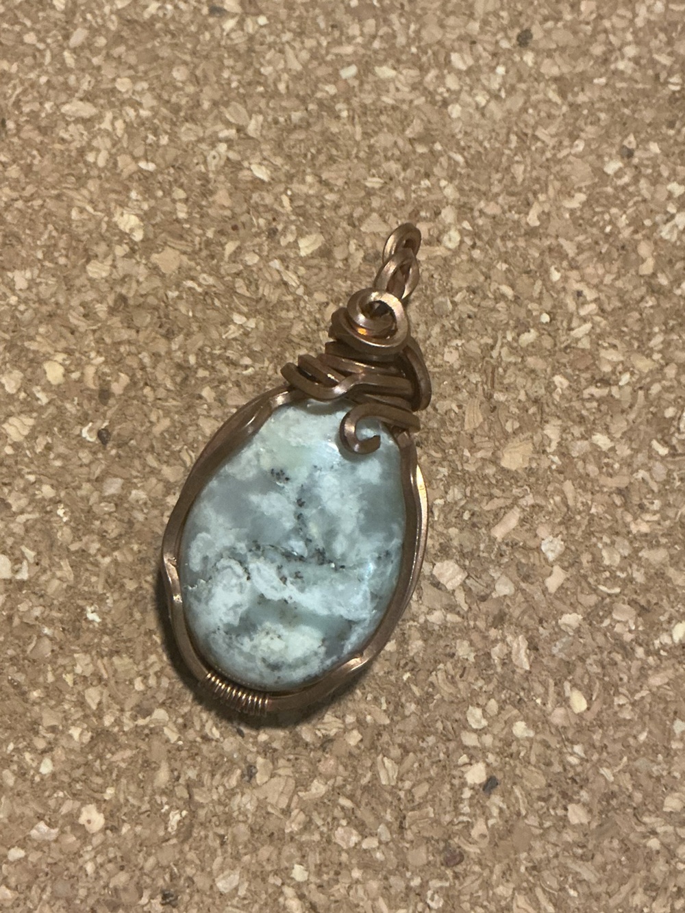 Handcrafted Blue Stone Wire-Wrap Pendant